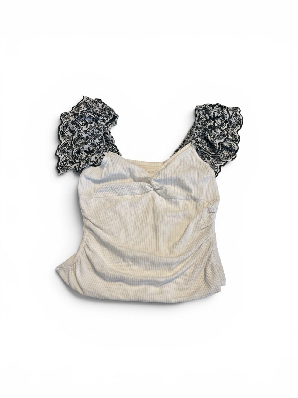 Anthropologie Women’s Ribbed Lace Strap Shoulder Tank Top